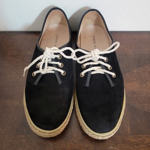 Jenni Kayne Black Suede Espadrille Sneaker Trainer EU 39 US 9 Made in Italy Lace - Picture 3 of 11